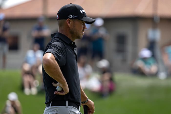 Mar 17, 2024; Ponte Vedra Beach, Florida, USA; Brian Harman waits to play on the 3rd green during the final round of THE PLAYERS Championship golf tournament.
